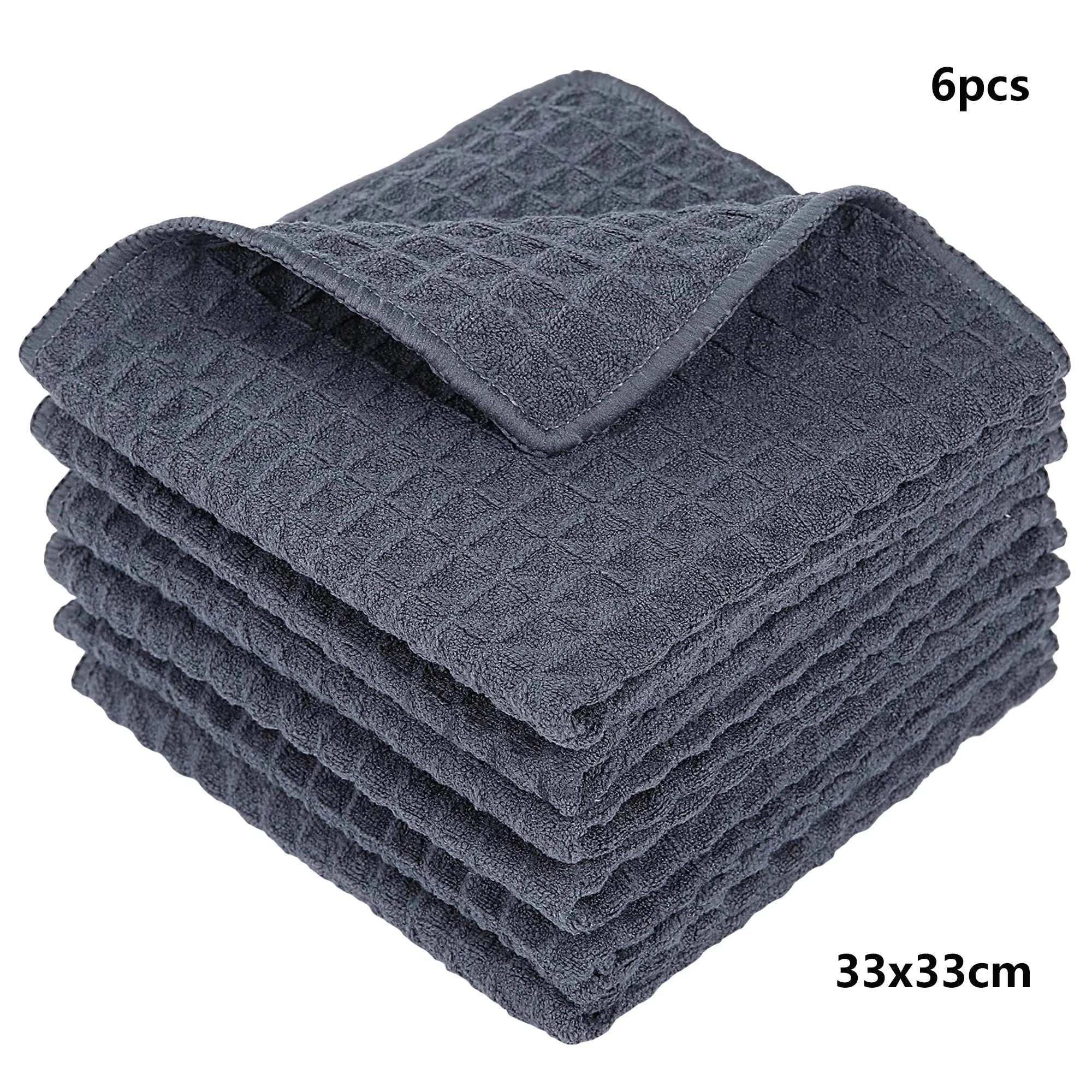 6Pcs Microfiber Kitchen Towels Thickened Magic Dishcloth Home Cleaning Towel Soft Washcloth Polish Absorbent Clean Cloth