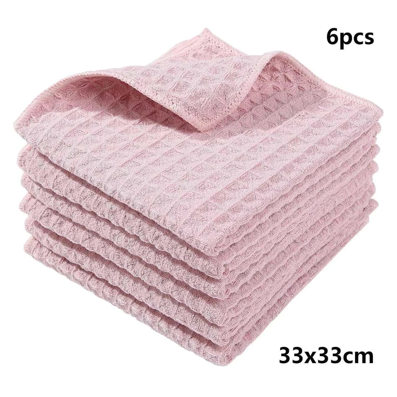 6Pcs Microfiber Kitchen Towels Thickened Magic Dishcloth Home Cleaning Towel Soft Washcloth Polish Absorbent Clean Cloth