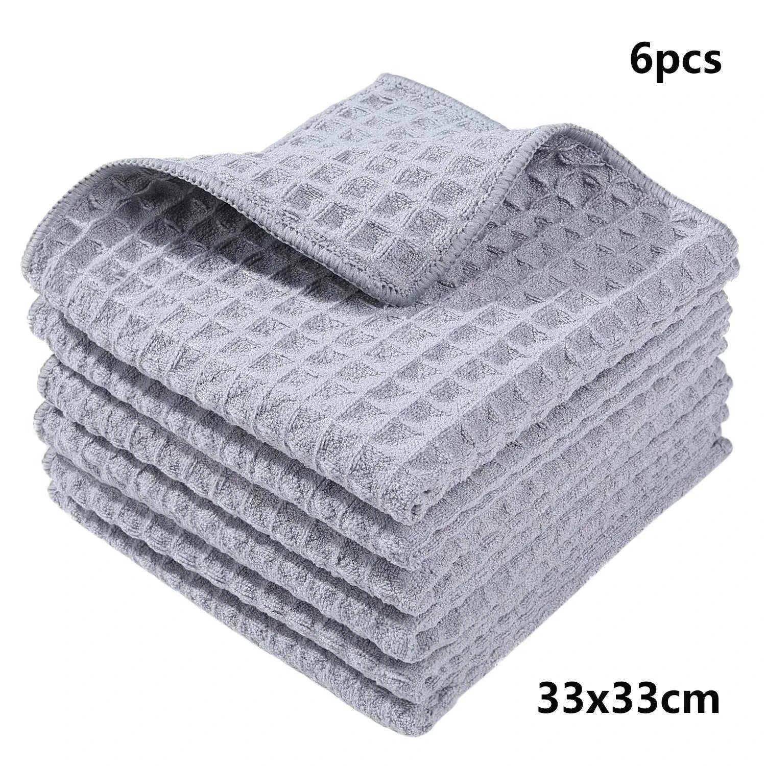 6Pcs Microfiber Kitchen Towels Thickened Magic Dishcloth Home Cleaning Towel Soft Washcloth Polish Absorbent Clean Cloth